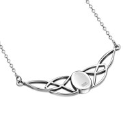 Garnet Cab Celtic Knot Silver Necklace